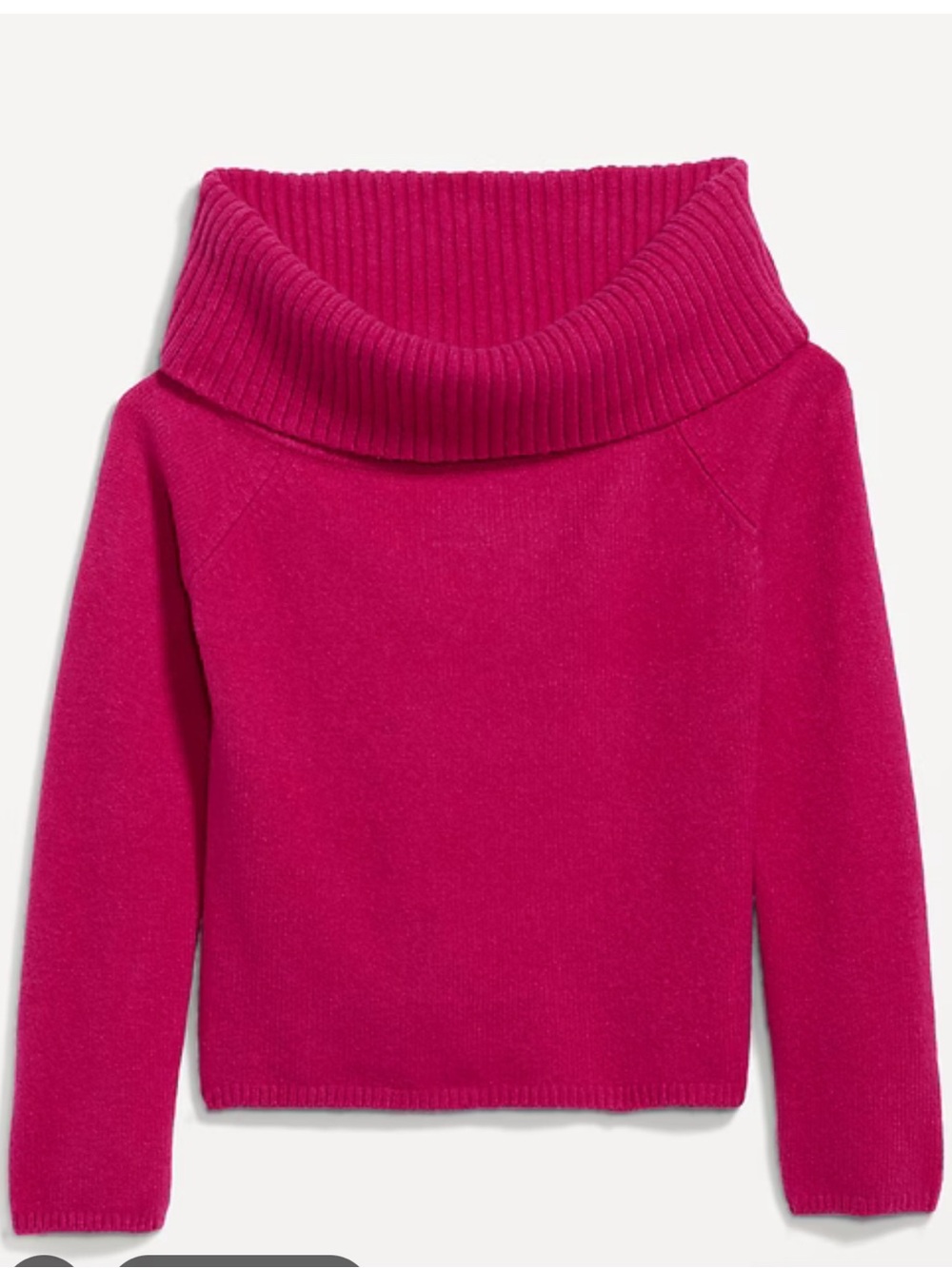 Old Navy Women's Bright Fuchsia Off-the-Shoulder Folded Turtleneck Sweater